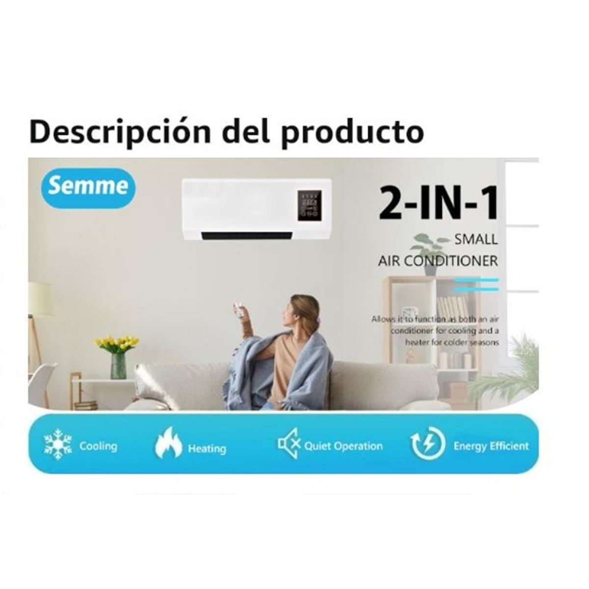 GENERICO - Calefacción  Aire Acondicionado 2 en 1 y Control Remoto Para Pared