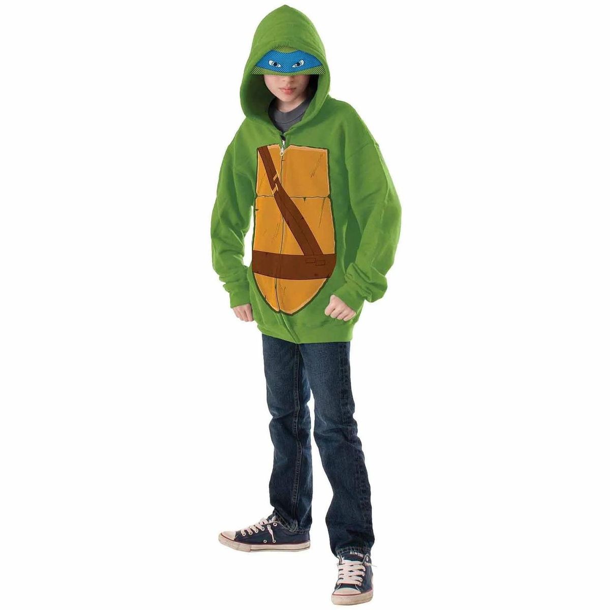 GENERICO - Casaca Disfraz con Capucha Tortuninjas Teenage Mutant Ninja Leonardo - Verde - 4 a 6 anos