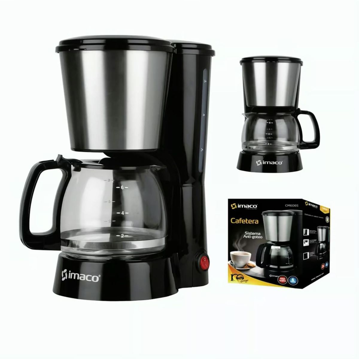 IMACO - Cafetera Eléctrica Imaco CM6065 Capacidad 6 Tazas 650 Watts