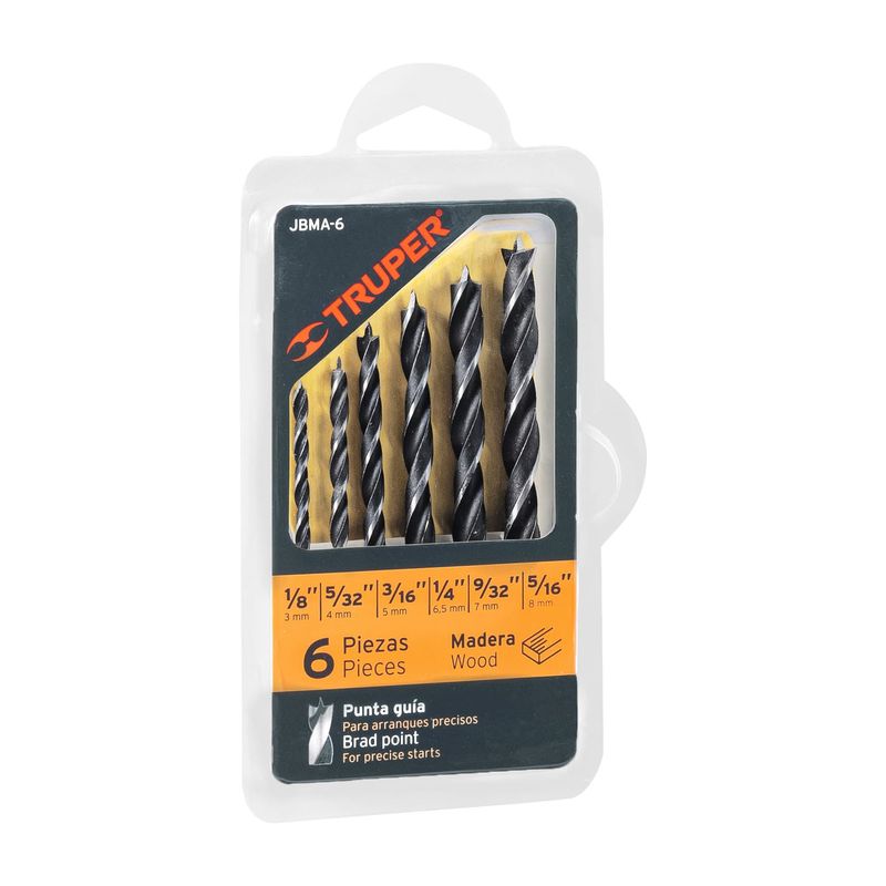 TRUPER - Broca 6 Unidades Juego para Madera 11337 Truper