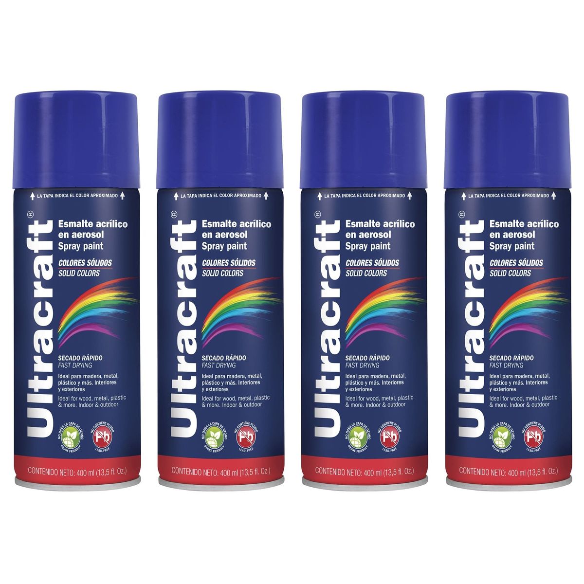TRUPER - Pintura spray color AZUL MARINO, 4 UNIDADES ULTRACRAF TRUPER