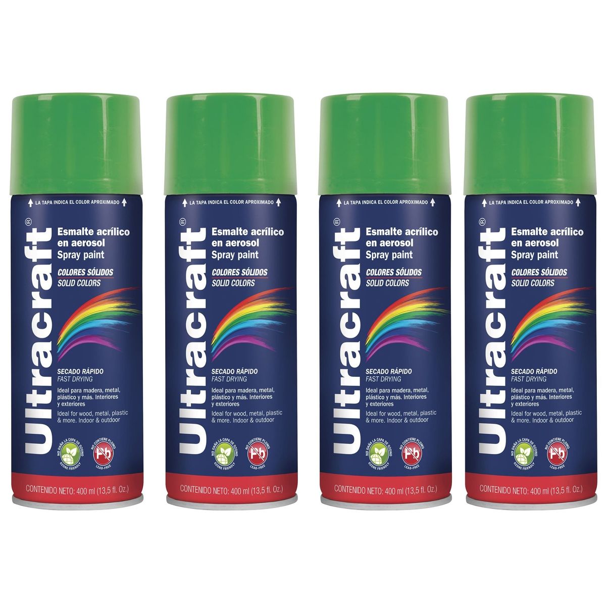 TRUPER - Pintura spray color VERDE IRLANDÉS, 4 UNIDADES ULTRACRAF TRUPER