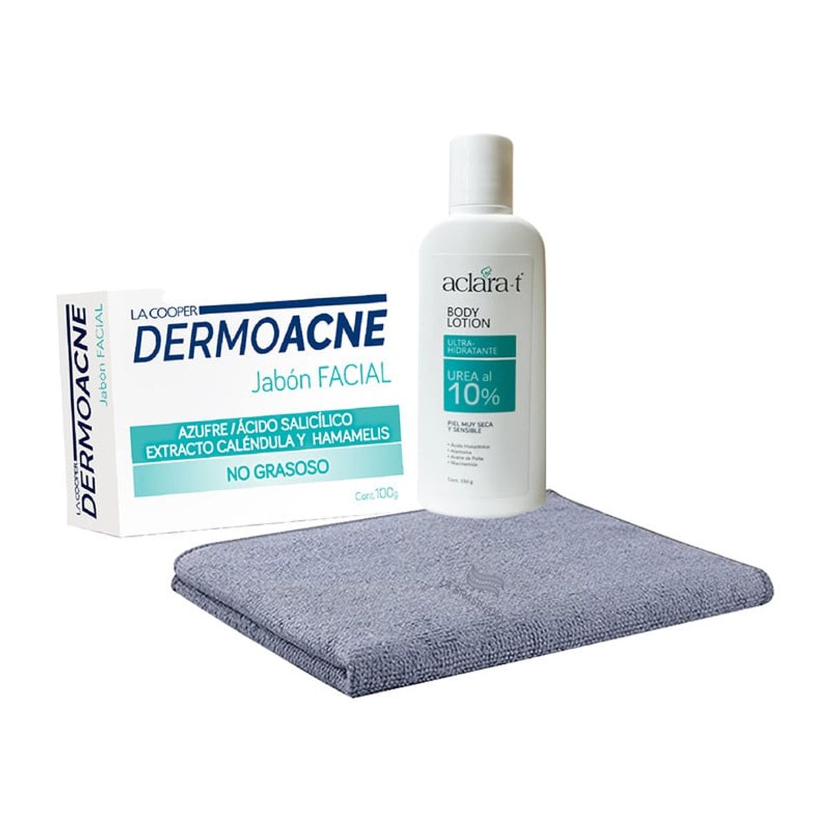 LA BRASILIANA - Toalla Negro + Jabón Dermoacne 100Gr + Crema Ultra con urea 10% 450Gr