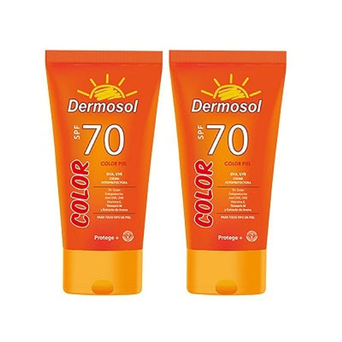 GENERICO - Protector Solar De Color Piel 70 Spf Dermosol 120Gr 2 Unidades