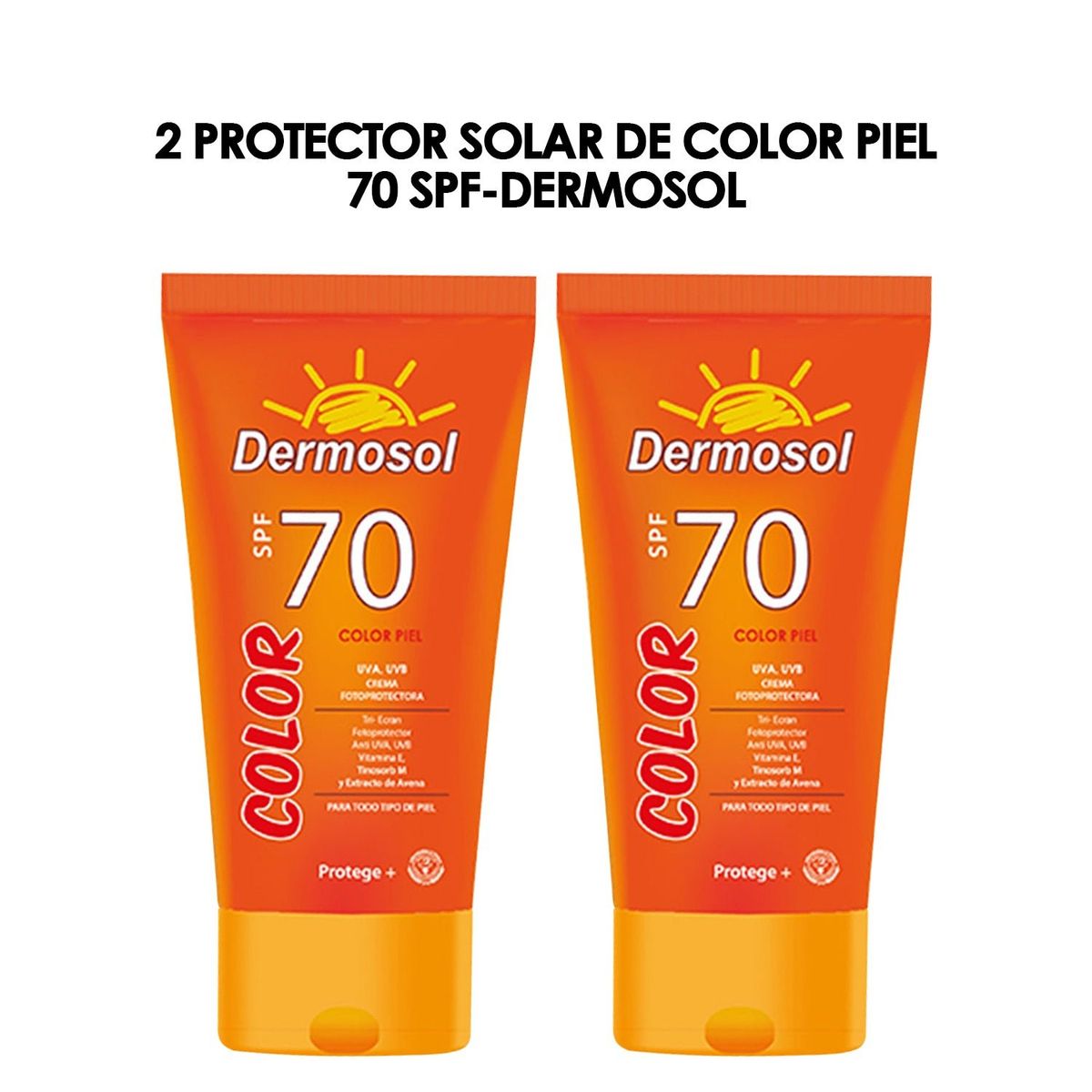 GENERICO - Protector Solar De Color Piel 70 Spf Dermosol 120Gr 2 Unidades