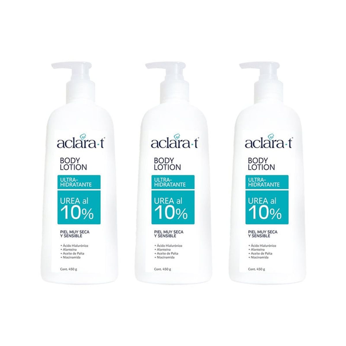 GENERICO - Crema Ultra hidratante con urea 10% Aclara-T 450Gr 3 Unidades