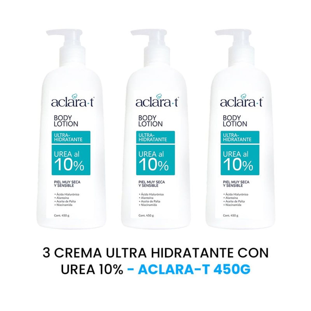GENERICO - Crema Ultra hidratante con urea 10% Aclara-T 450Gr 3 Unidades