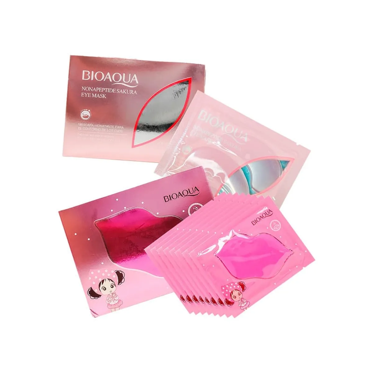 BIOAQUA - Mascara para ojos sakura 8Gr + Mascarilla labial Rosa 8Gr