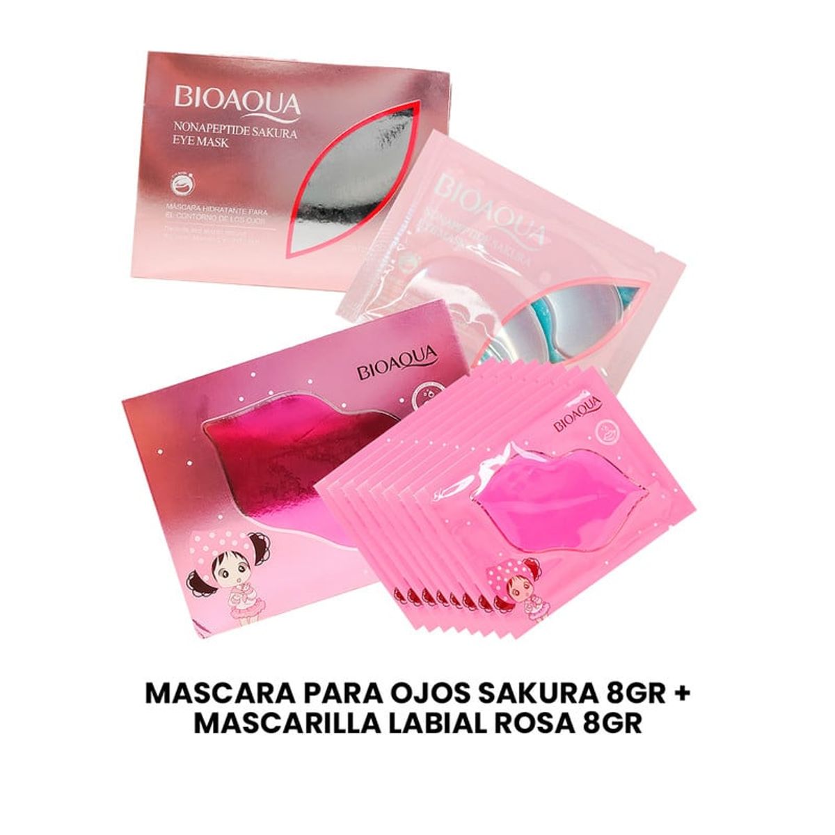 BIOAQUA - Mascara para ojos sakura 8Gr + Mascarilla labial Rosa 8Gr
