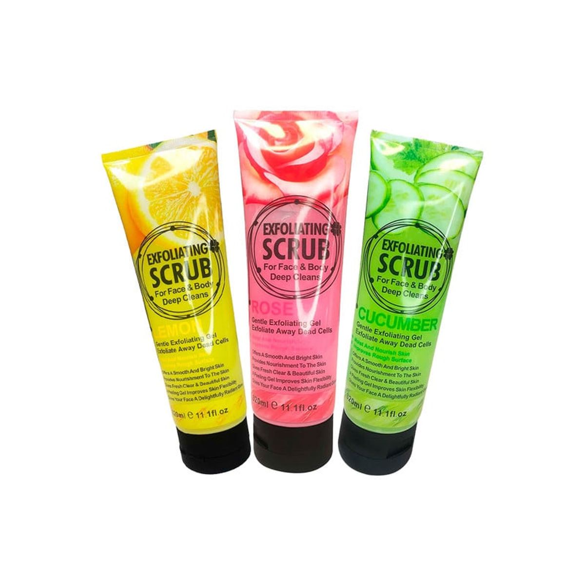 WOKALI - Gel Exfoliante Rostro y Cuerpo de Limón + Pepino + Rosas 320ml