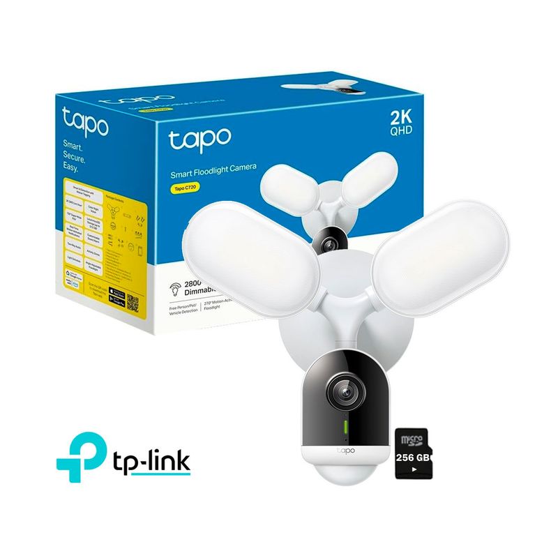 TP LINK - Cámara Seguridad con Reflector Wi-Fi Exterior Tapo C720 2K 4MP 256GB