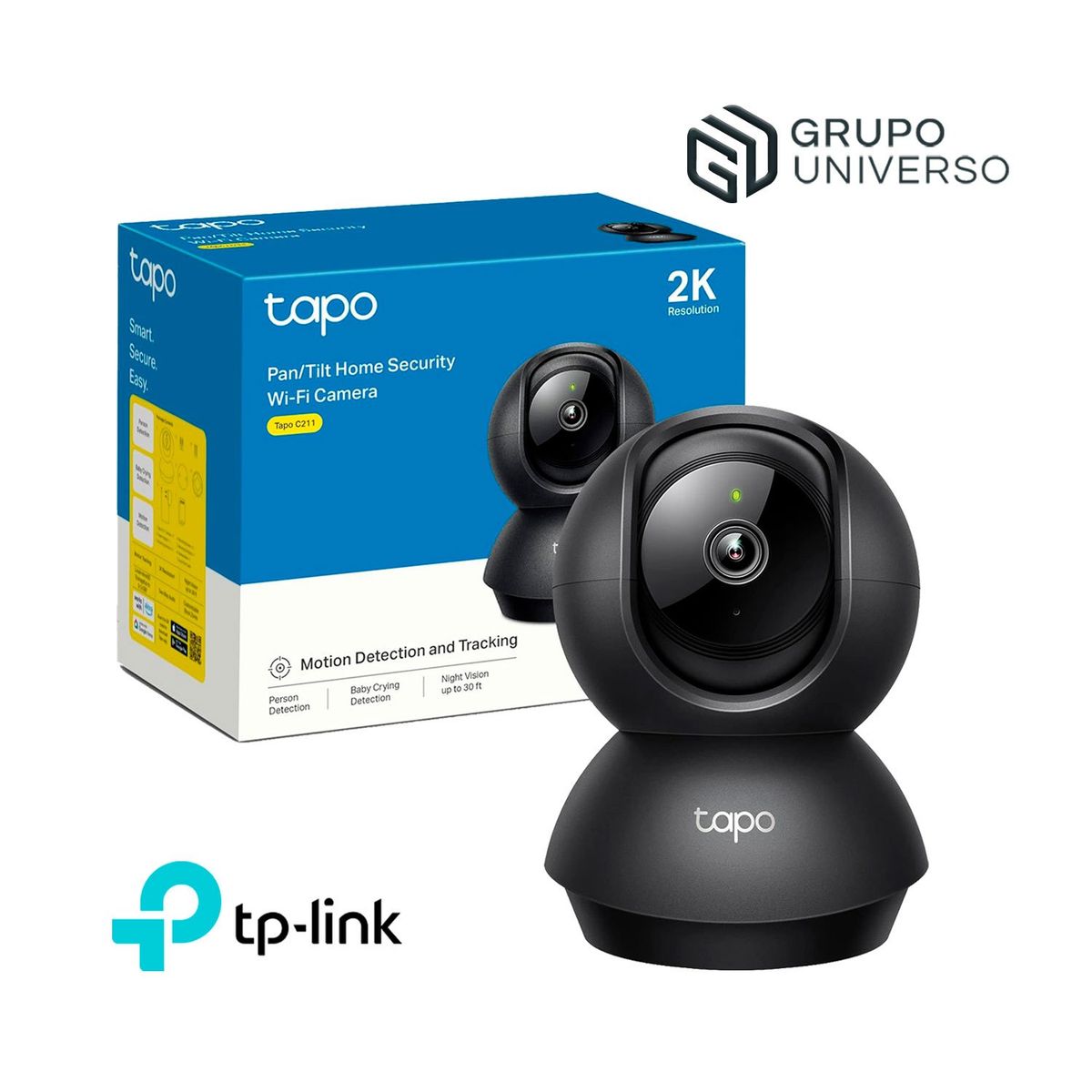 TP LINK - Cámara de Vigilancia IP Tapo C211 Giratoria 360° 2K 3MP