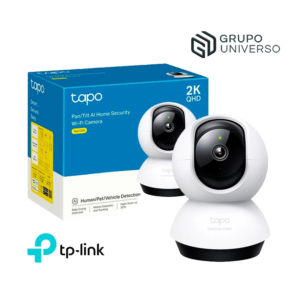 TP LINK - Cámara de Vigilancia IP Tapo C220 Giratoria 360° 2K 4MP