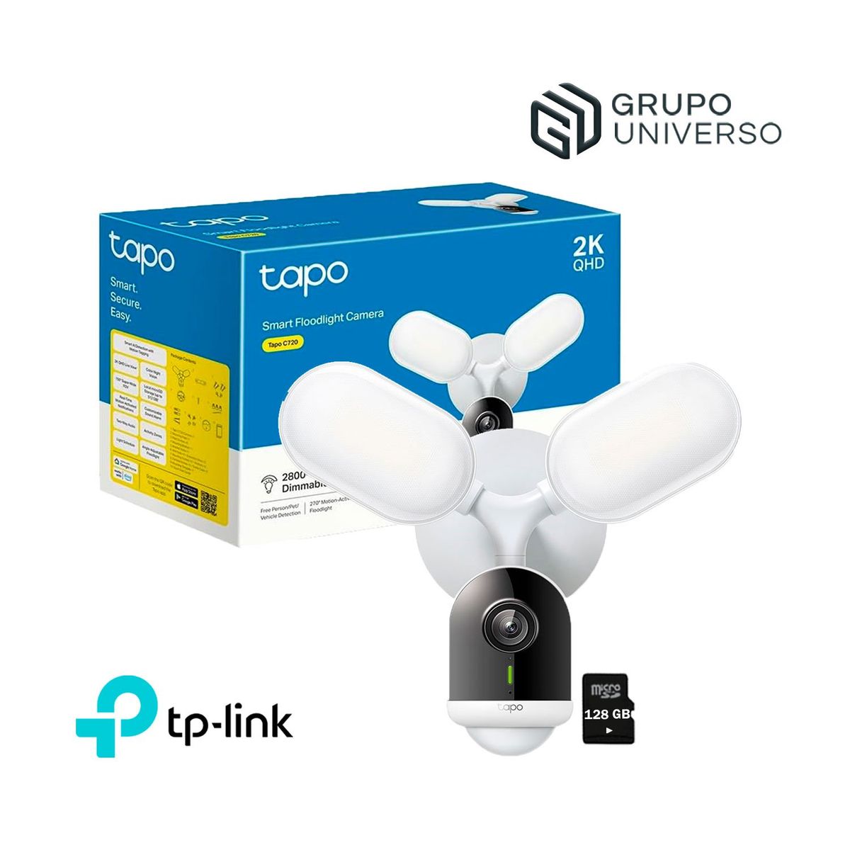 TP LINK - Cámara Vigilancia con Reflector IP Exterior Tapo C720 2K 4MP 128GB