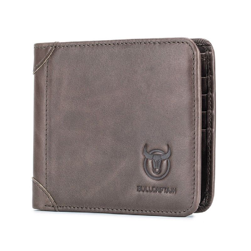 BULLCAPTAIN - BullCaptain - Billetera de Cuero Mate QB-031-H-CYA Gris