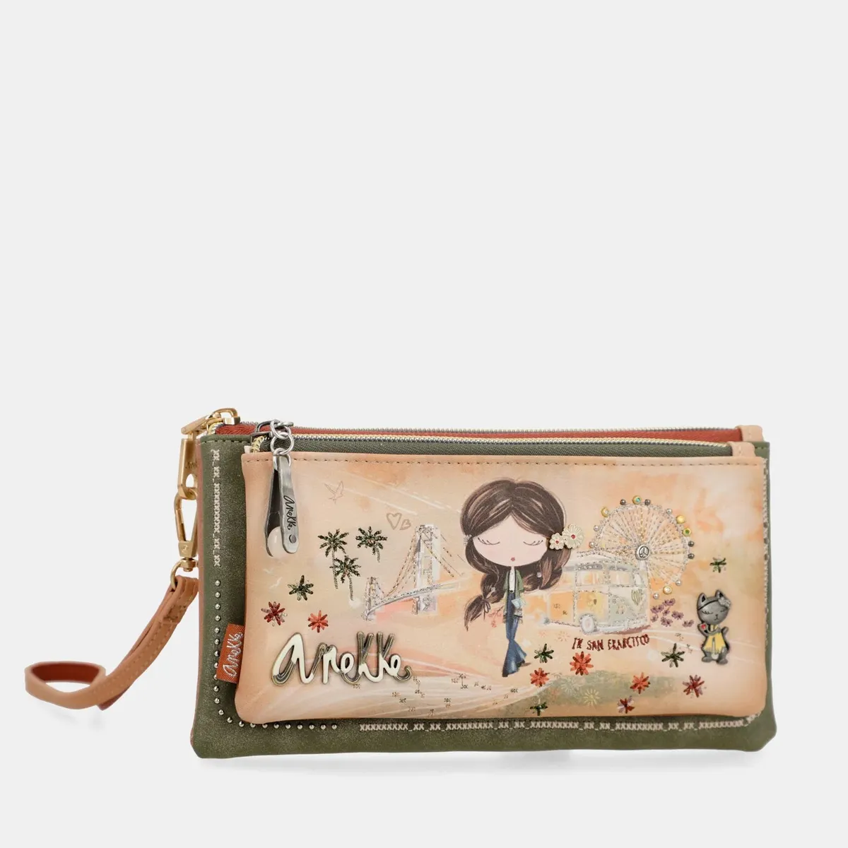 GENERICO - Monedero tipo billetera-Anekke Peace & Love Camel