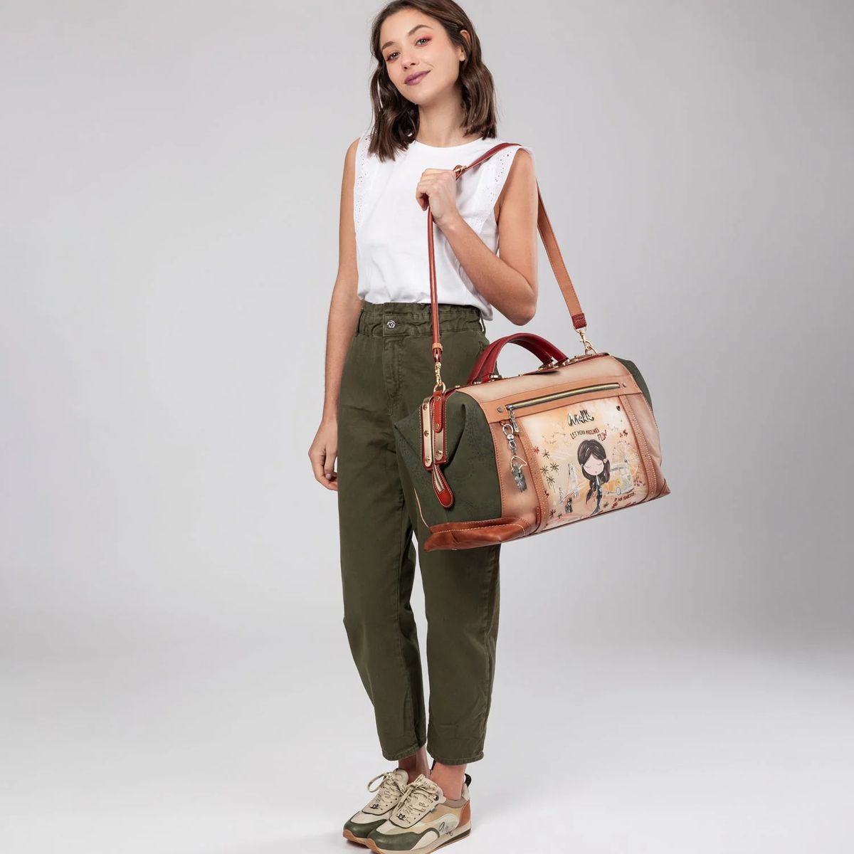 GENERICO - Maletín mediano-Anekke Peace & Love Camel