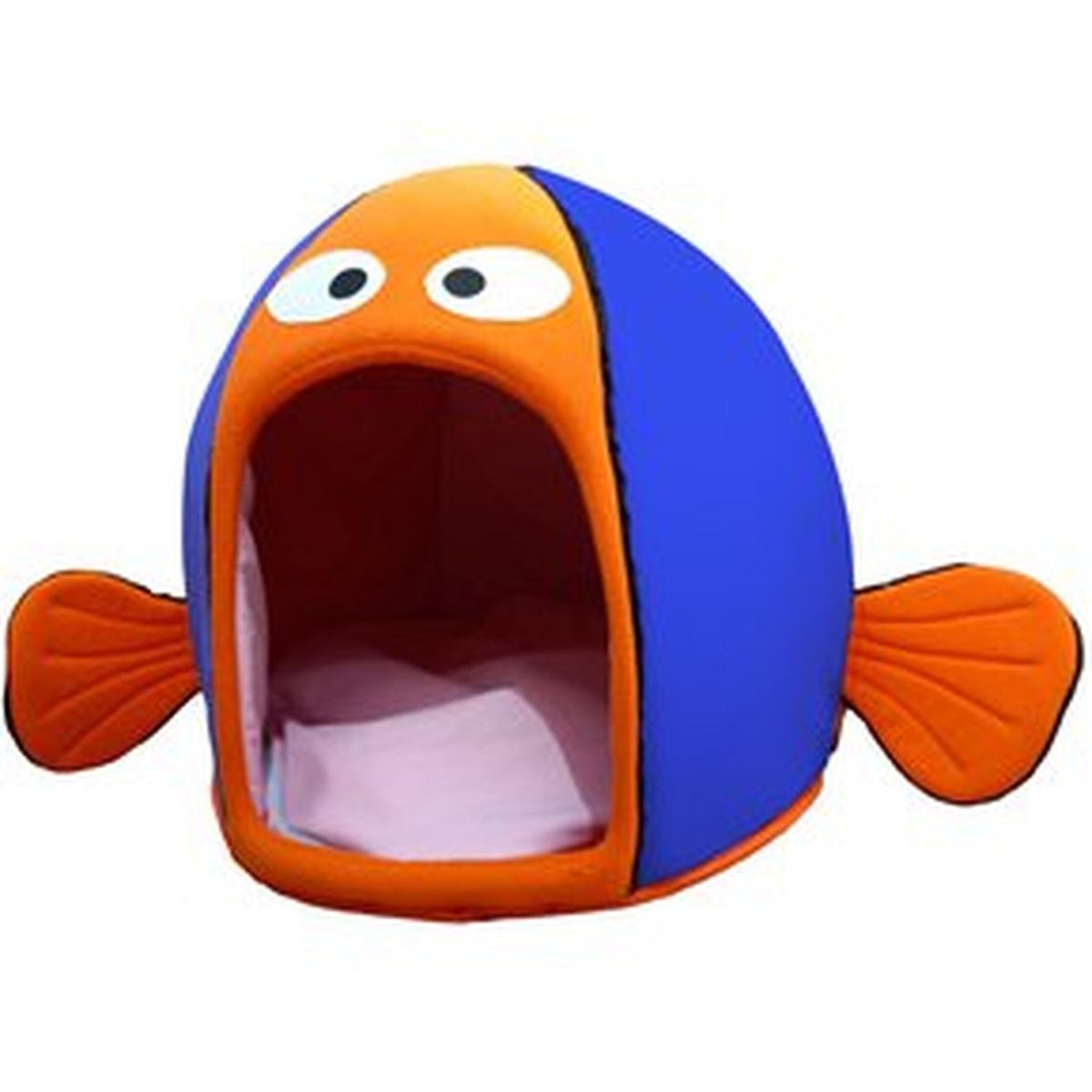 GENERICO - Cama o Casa para Gatos en forma de Pez - Azul - Naranja - S