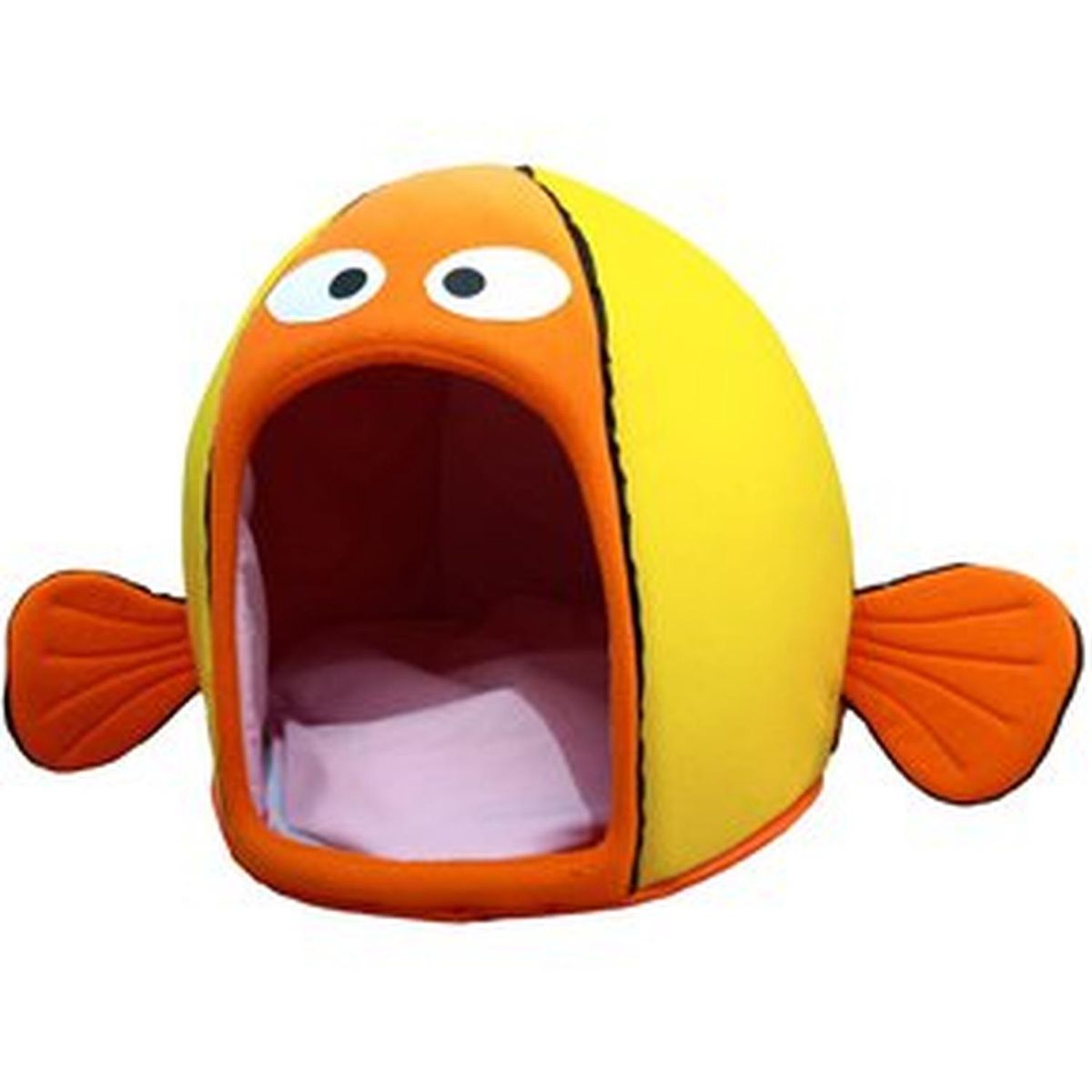 GENERICO - Cama o Casa para Gatos en forma de Pez - Azul - Naranja - S