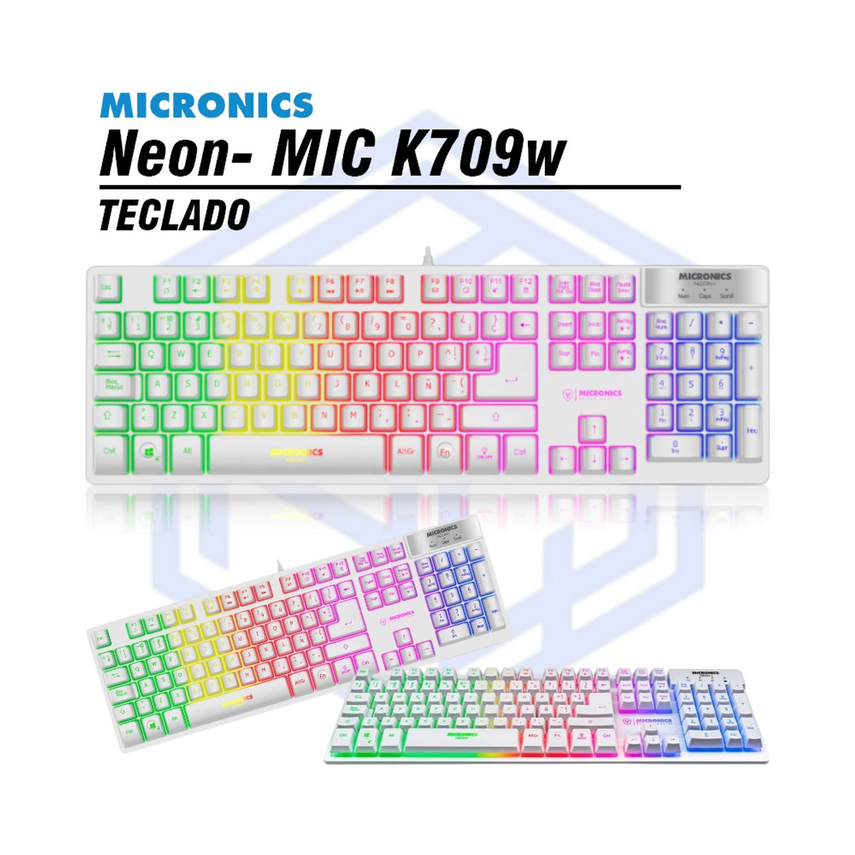 MICRONICS - TECLADO MICRONICS NEON WHITE - MIC K709w