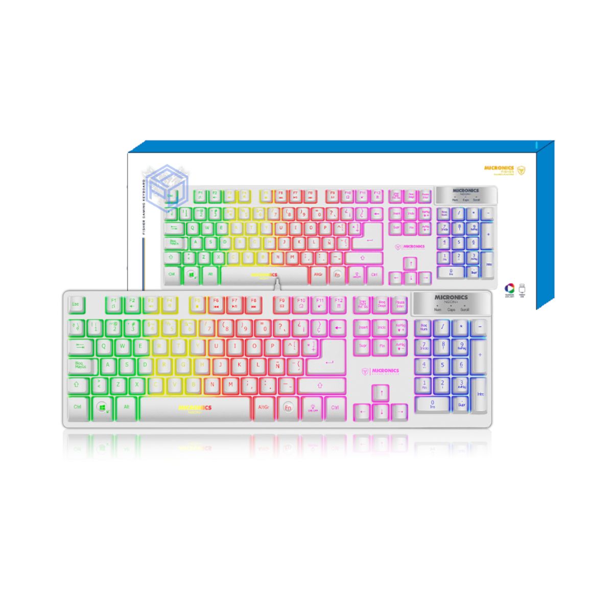 MICRONICS - TECLADO MICRONICS NEON WHITE - MIC K709w