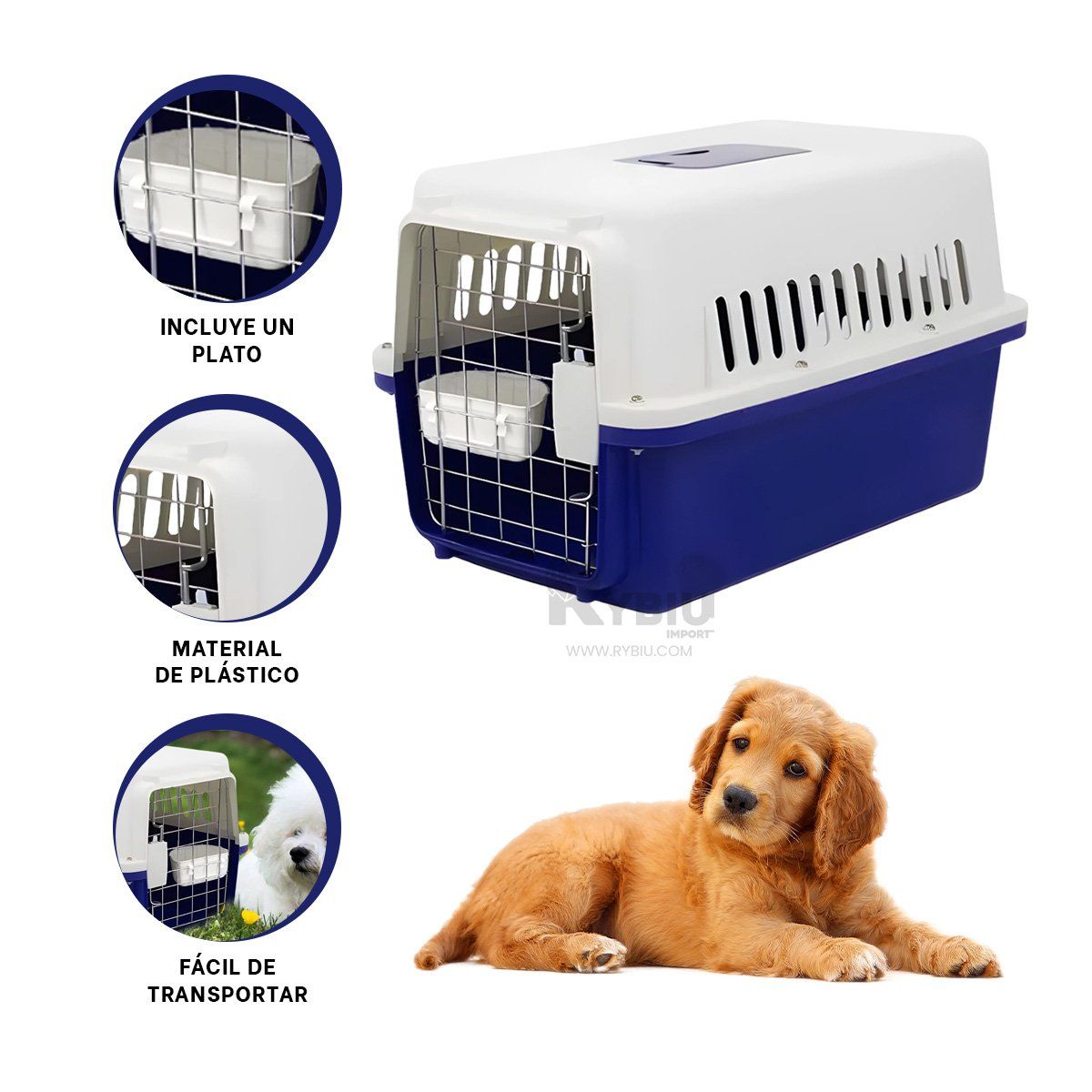 GENERICO - Caja Pet Util y Ligera para Viaje L50 en Azul Y+MiniAgenda