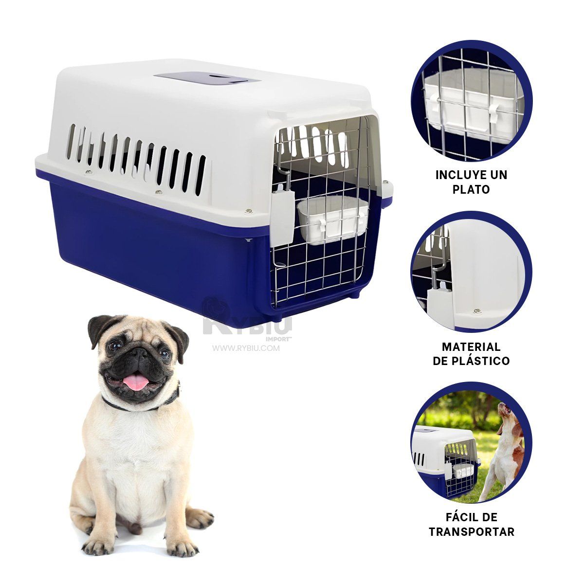 GENERICO - Caja Portable para Animales L60 en Azul Y+MiniAgenda