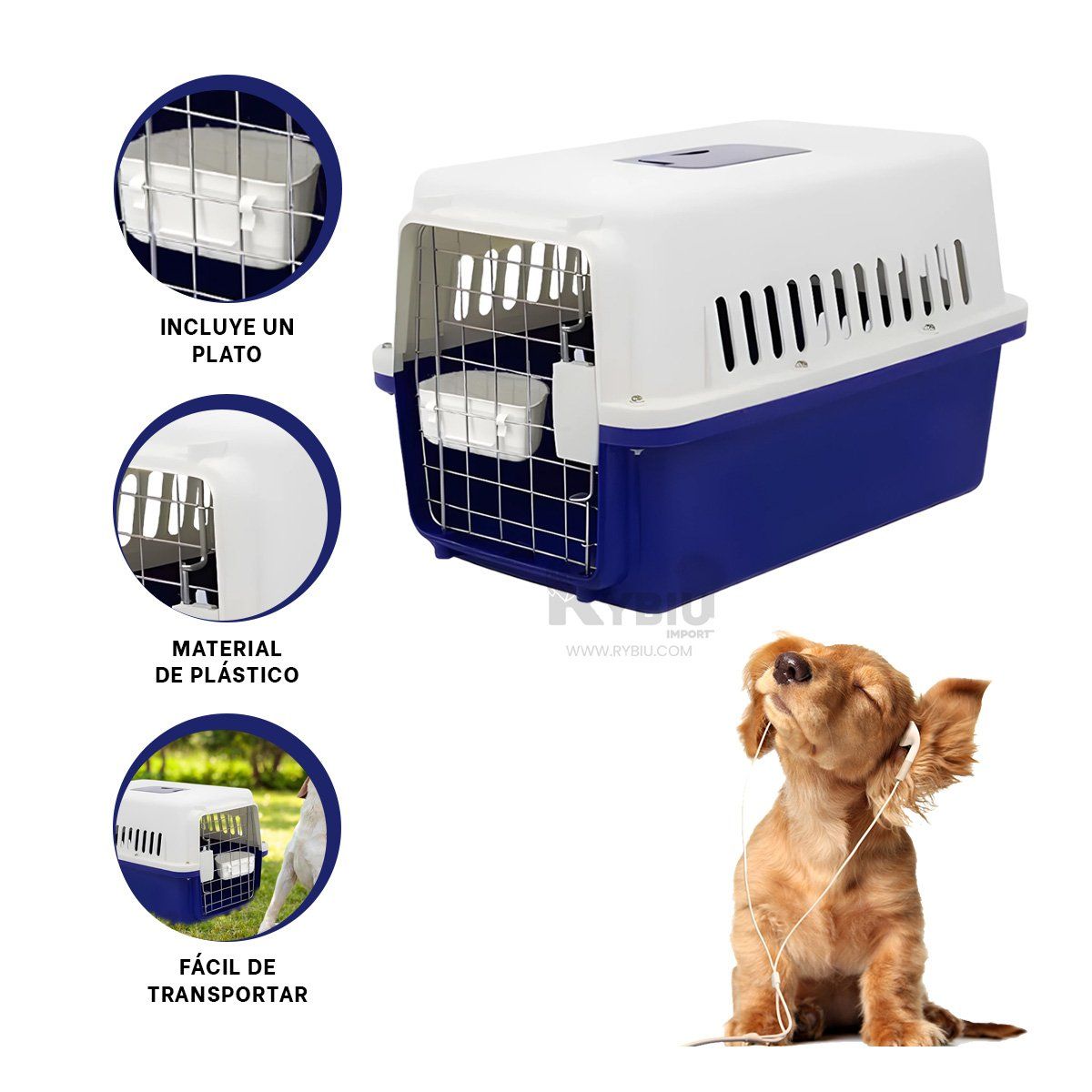 GENERICO - Caja Portable para Animales L60 en Azul Y+MiniAgenda
