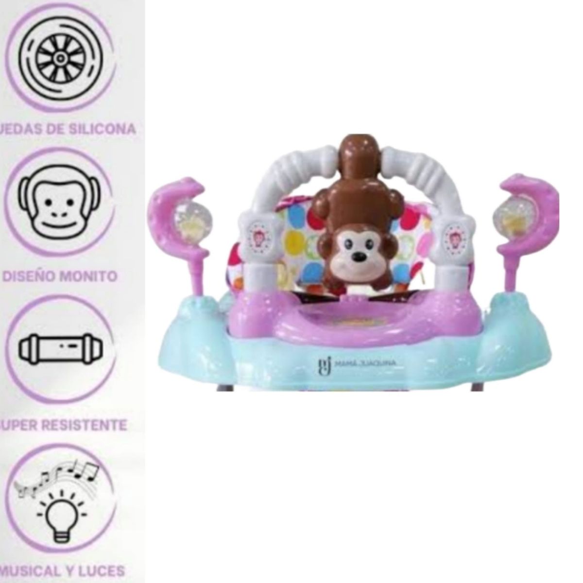 GENERICO - Andador para bebe bandeja didáctica MONITO ROSADO