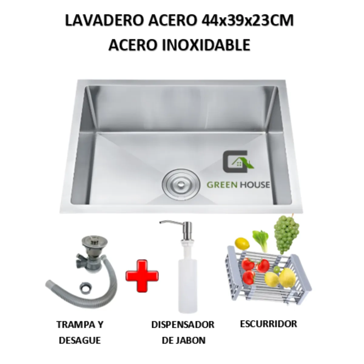 IMPORTADO MC - LAVADERO DE COCINA  44x39X23cm  ACERO INOXIDABLE