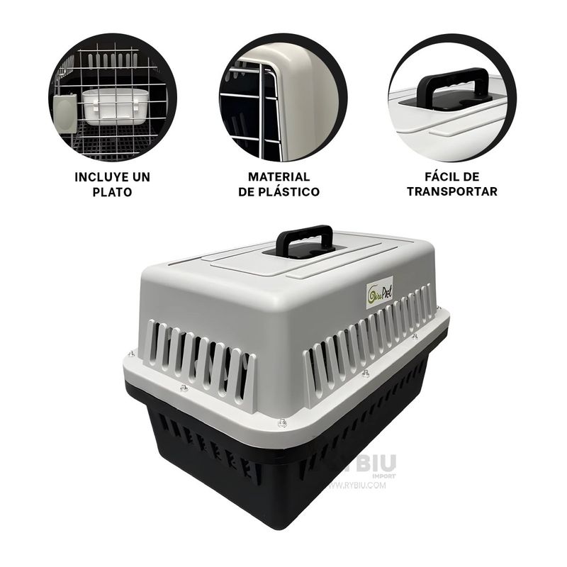 GENERICO - Caja para Viaje de Mascotas L70 en Negro Y+Agendita
