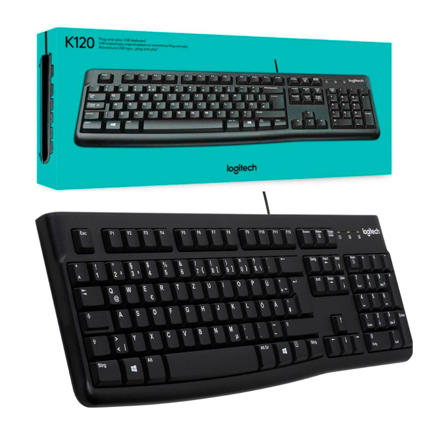 Teclado Logitech K120 TECLADO LOGITECH K120 CON CABLE USB NEGRO