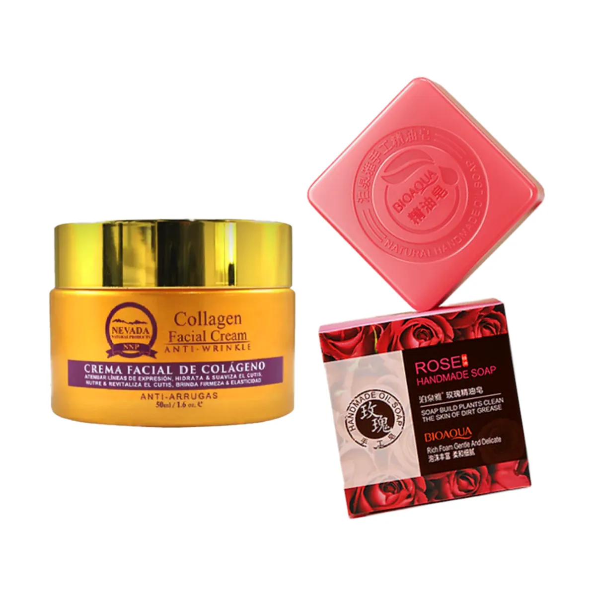 NEVADA NATURAL PRODUCTS - Crema Facial Antiarrugas + Jabón Natural Rosas Antiacne
