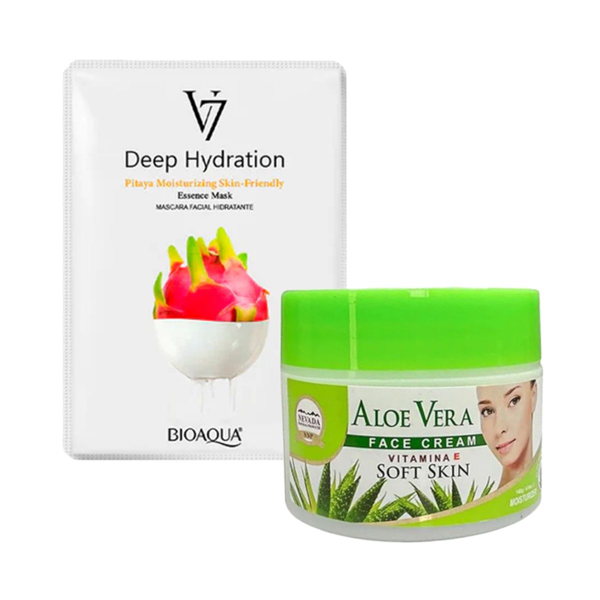 NEVADA NATURAL PRODUCTS - Crema Facial de aloe vera + Mascarilla Facial de Pitahaya V7