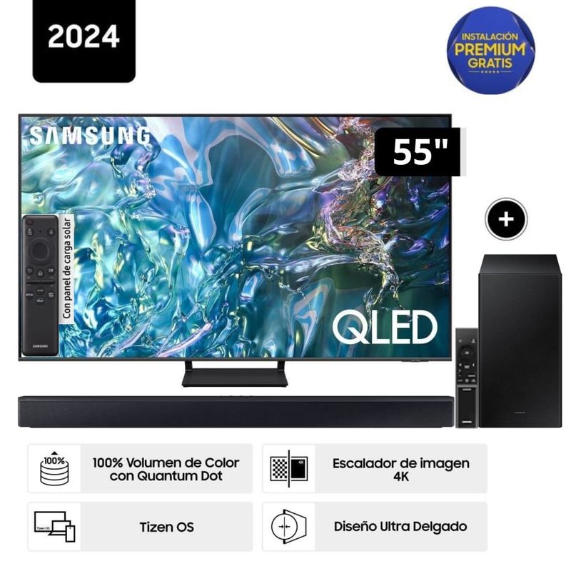 SAMSUNG - Televisor Samsung QLED Tizen OS Smart Tv 55 4K QN55Q65DAGXPE + Soundbar HW C450