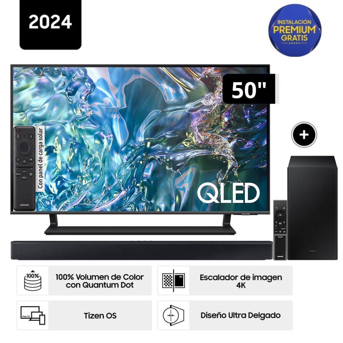 SAMSUNG - Televisor Samsung QLED Tizen OS Smart Tv 50 4K QN50Q65DAGXPE + Soundbar HW C450