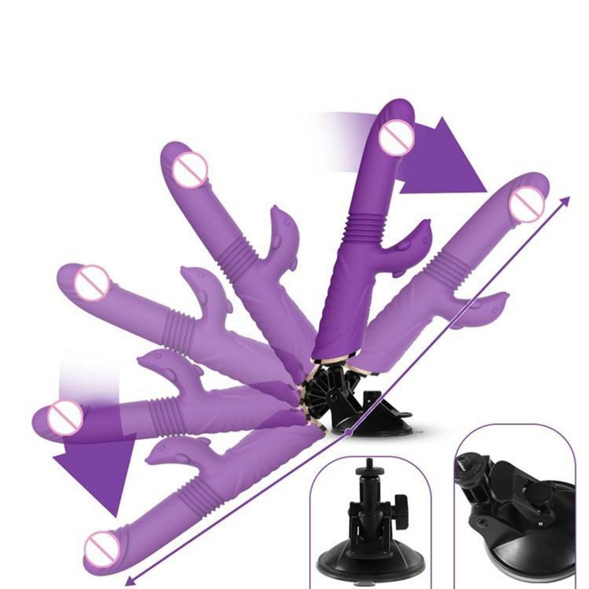 GENERICO - Dildo vibrador con parante giro 180 grados-morado