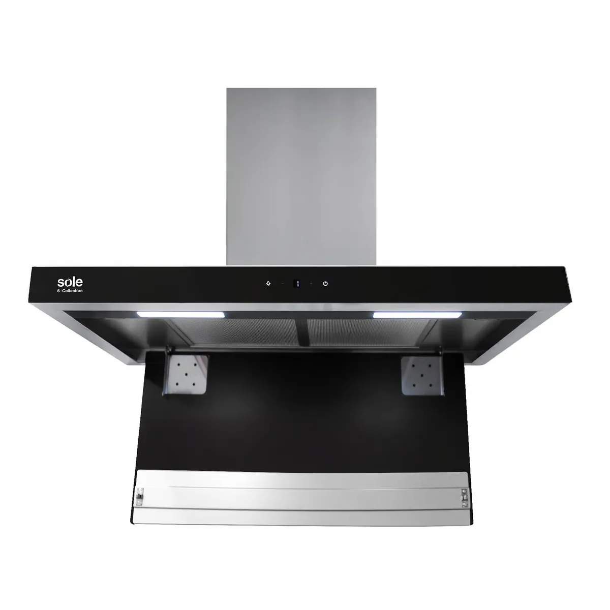 SOLE - Campana Decorativa Stilux De 90 Cm En Acero Inox Fontal Negro