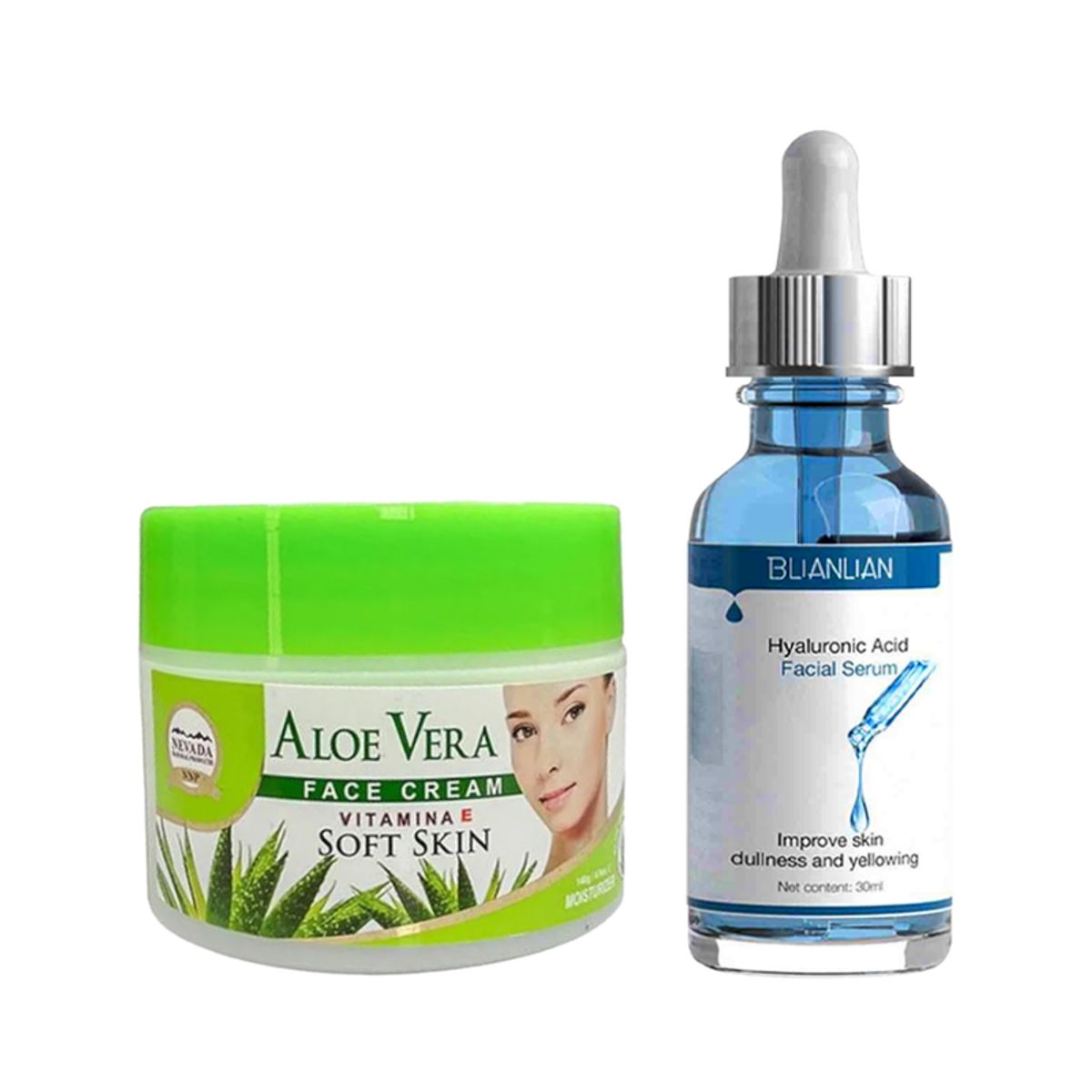 NEVADA NATURAL PRODUCTS - Crema Facial de aloe vera + Serum Ácido Hialurónico