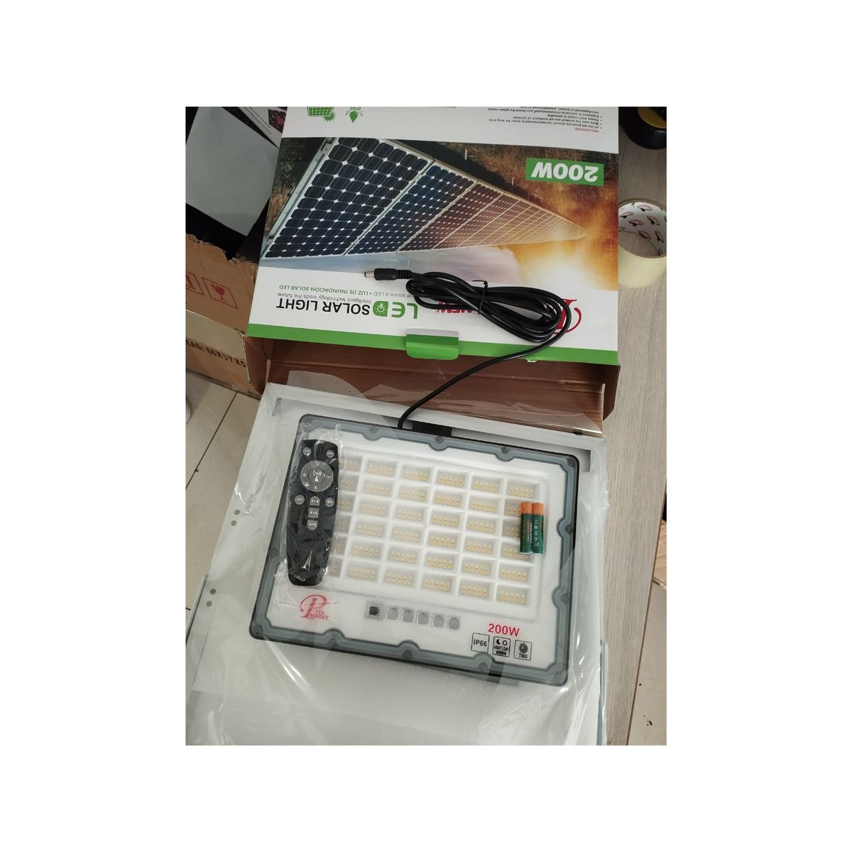 GENERICO - Reflector Led Con Panel Solar 200w Luz Blanca