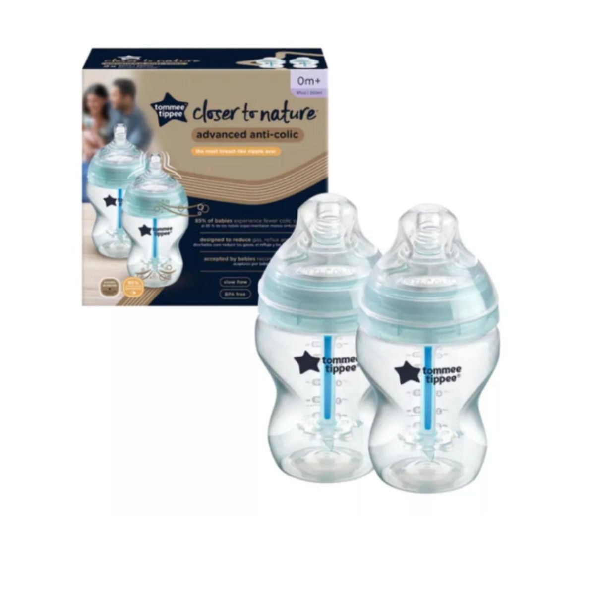 TOMMEE TIPPEE - Packx2 Biberon Tommee Tippee Anti Colicos 260 ml-Celeste