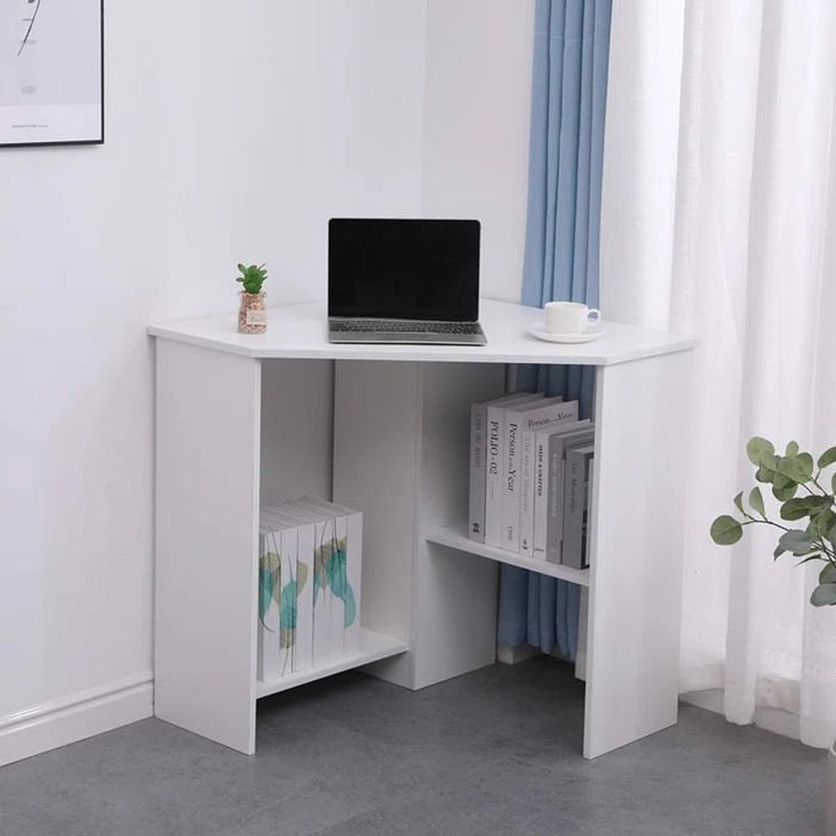 MUEBLES CRISOSTOMO - Escritorio Esquinero Moderno Blanco 72cm