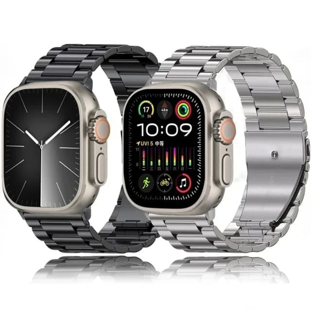 GENERICO - CORREA ESLABONES DE METAL PARA WATCH ULTRA 49MM NEGRO