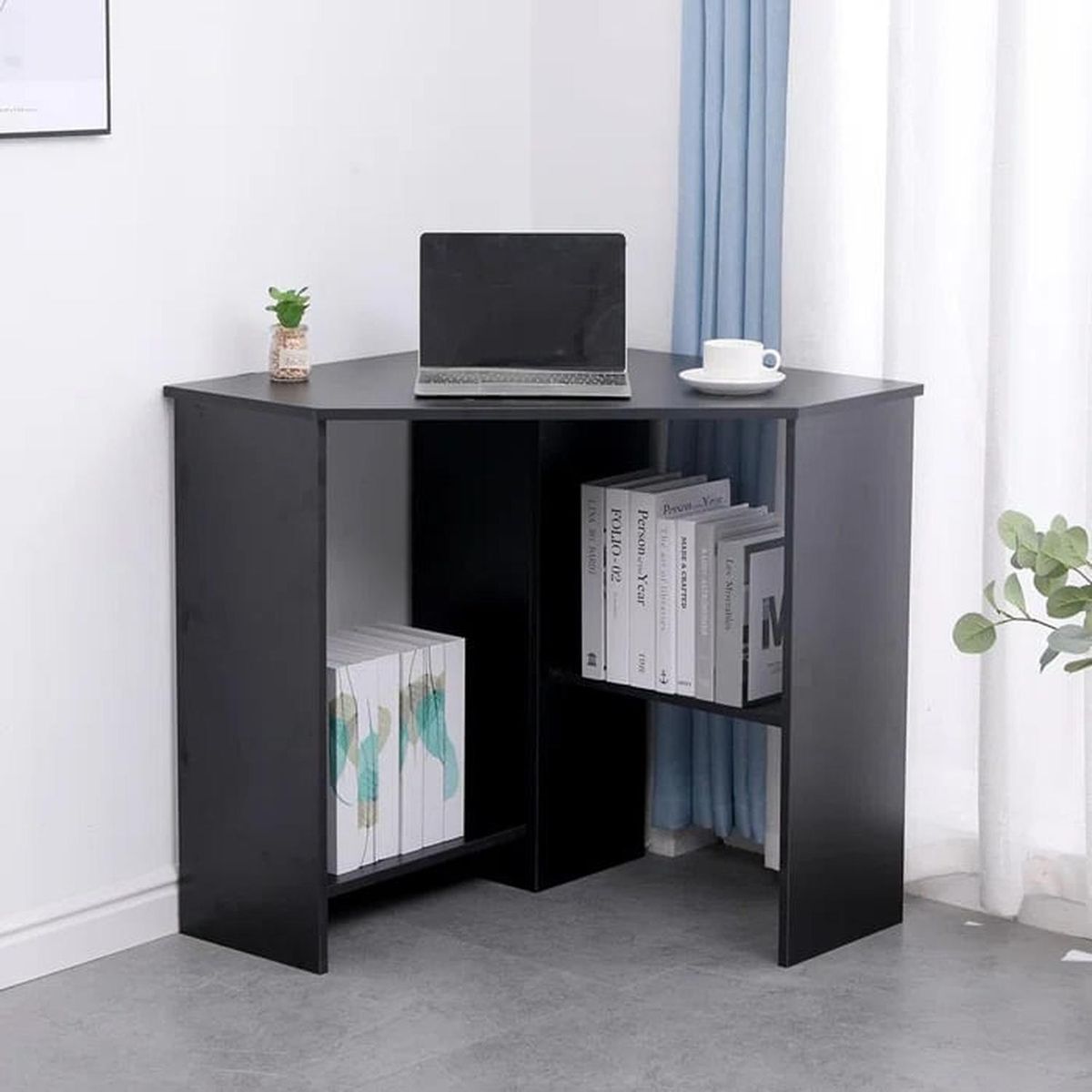 MUEBLES CRISOSTOMO - Escritorio Esquinero Moderno Negro 72cm