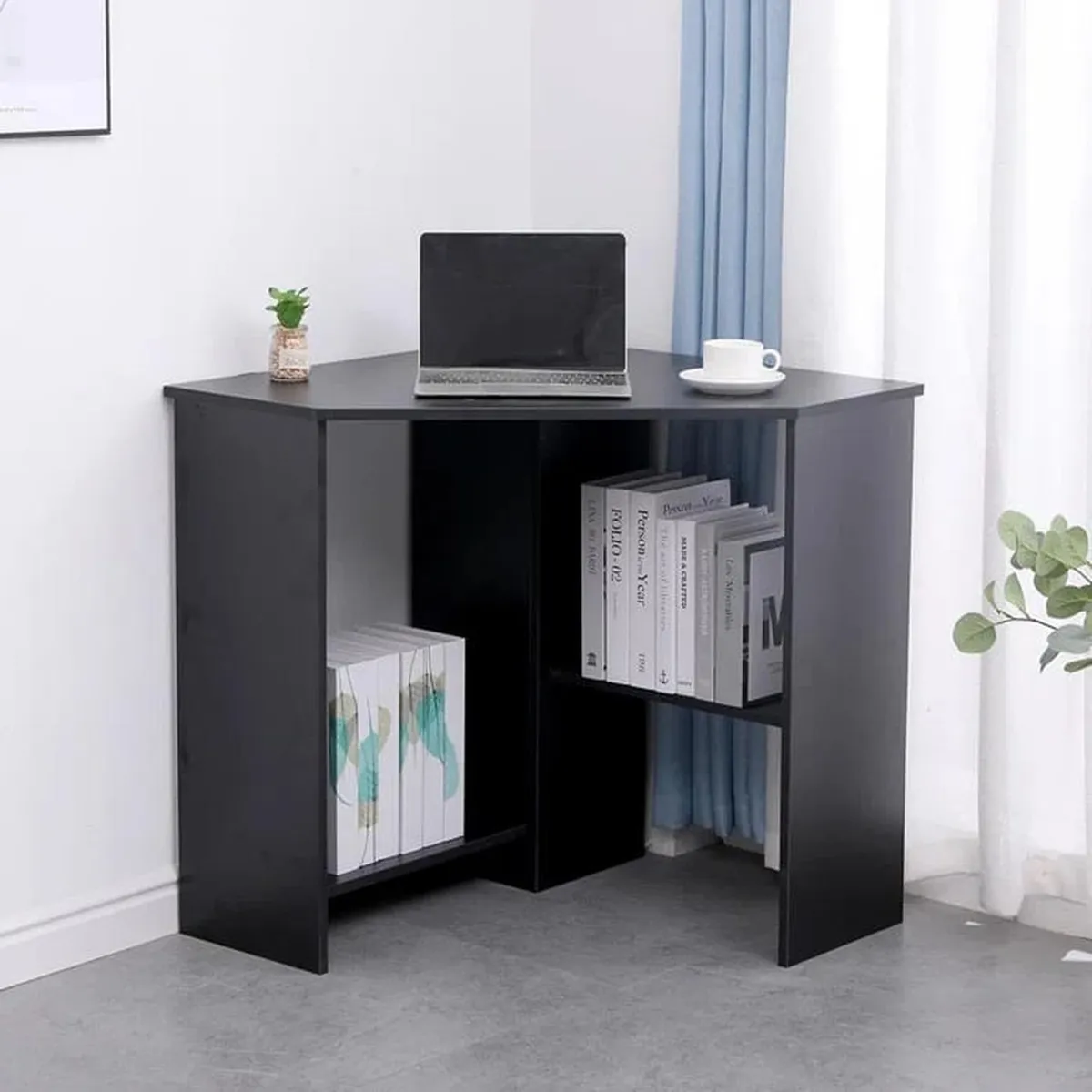 MUEBLES CRISOSTOMO - Escritorio Esquinero Moderno Negro 72cm