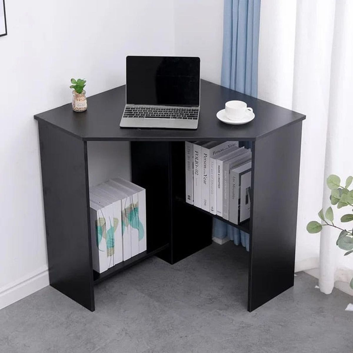 MUEBLES CRISOSTOMO - Escritorio Esquinero Moderno Negro 72cm