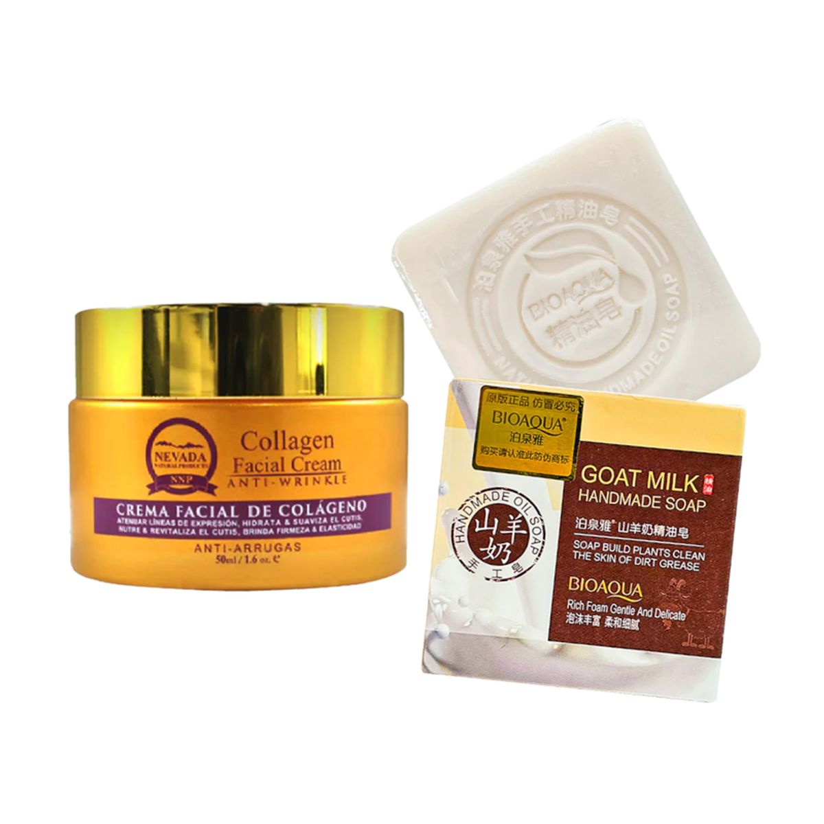 NEVADA NATURAL PRODUCTS - Crema Facial Antiarrugas + Jabón Natural Leche de Cabra