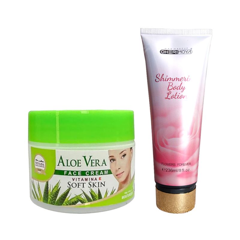 NEVADA NATURAL PRODUCTS - Crema Facial de aloe vera + Crema Corporal Aroma a Flores