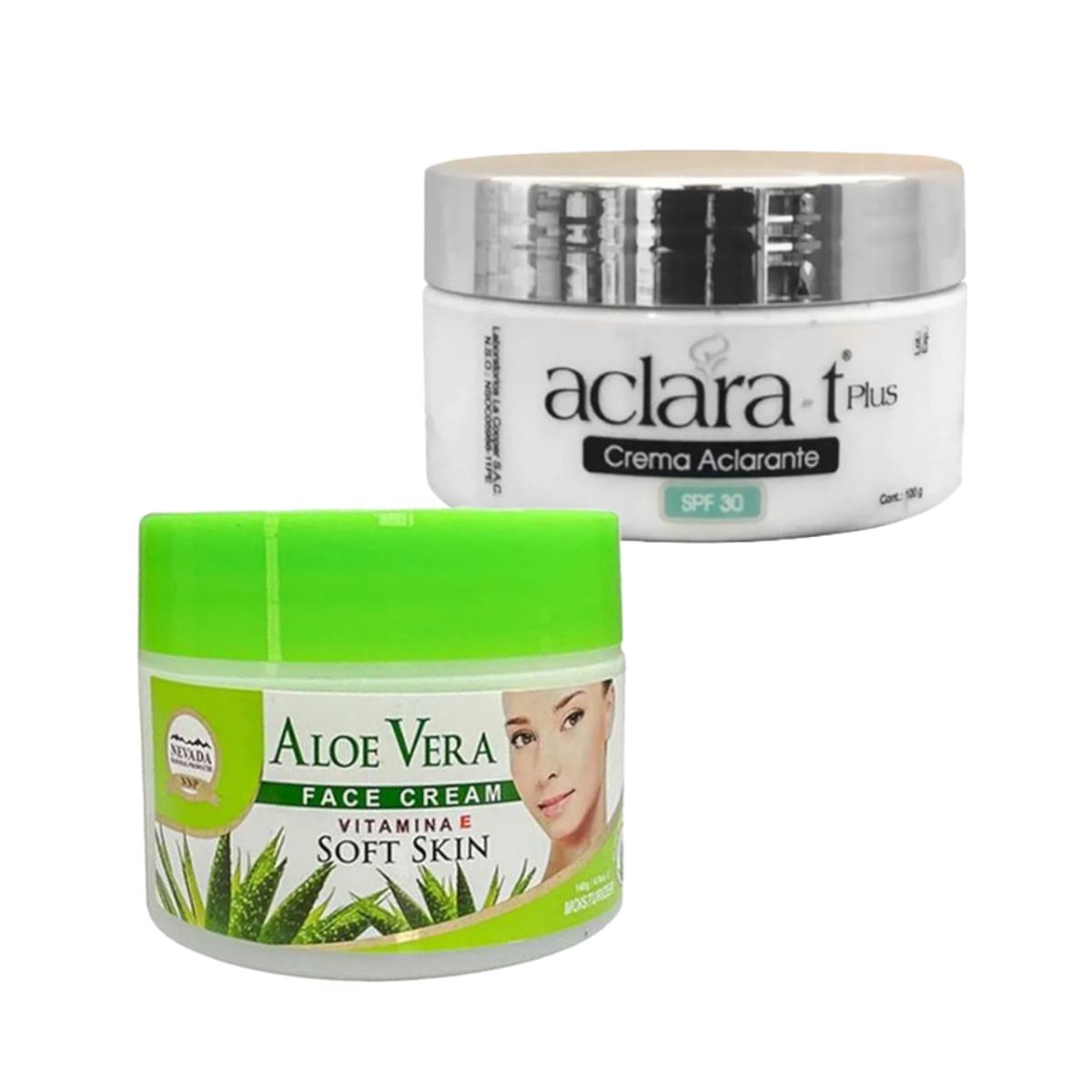 NEVADA NATURAL PRODUCTS - Crema Facial de aloe vera + Crema Aclarante con SPF 30