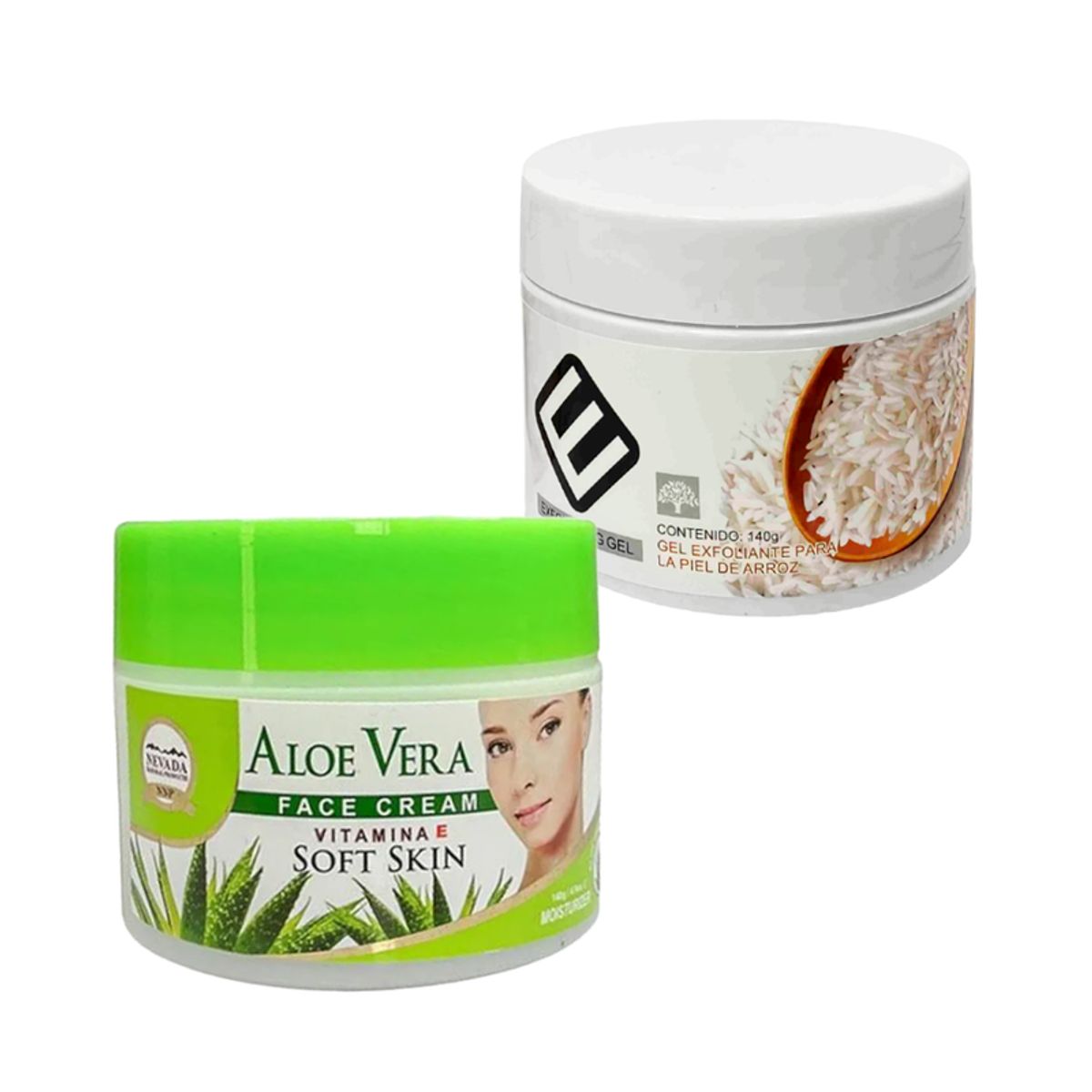 NEVADA NATURAL PRODUCTS - Crema Facial de aloe vera + Gel Blanqueador Extracto de Arroz